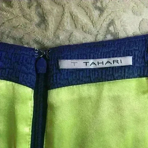 T Tahari Sheath Dress Sleeveless Knee Length Zip Back Career Blue - Picture 7 of 11